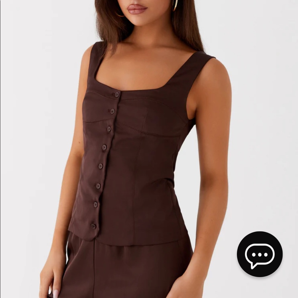 NWT Peppermayo brown satin top